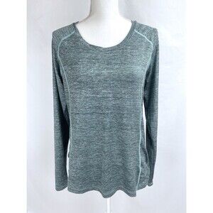 Columbia Women LARGE Green Long Sleeve Athletic Shirt Top Round Neck